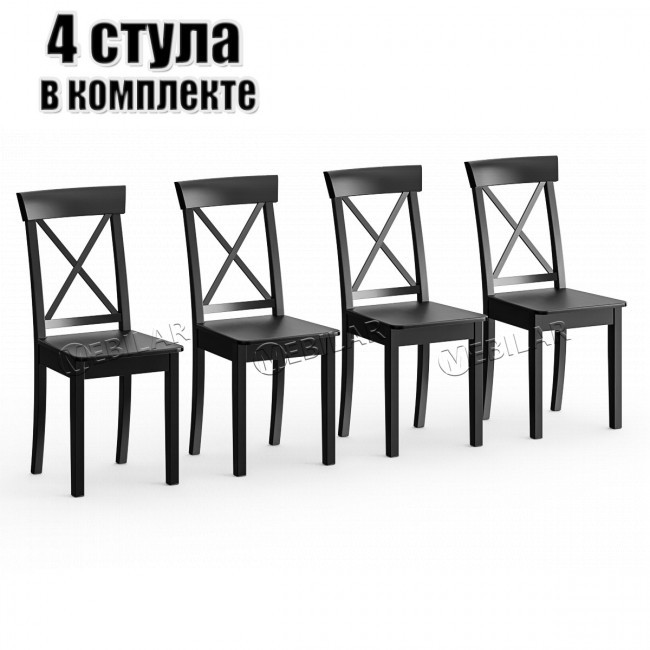 Четыре кухонных стула Мебель--24 Гольф-14 цвет массив берёзы венге, деревянное сиденье венге